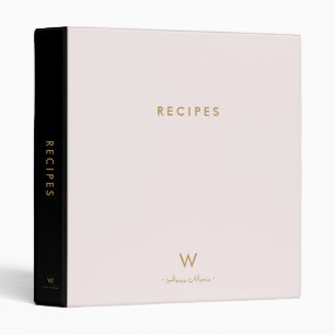 Modern Pastel Monogram Recipe Binder
