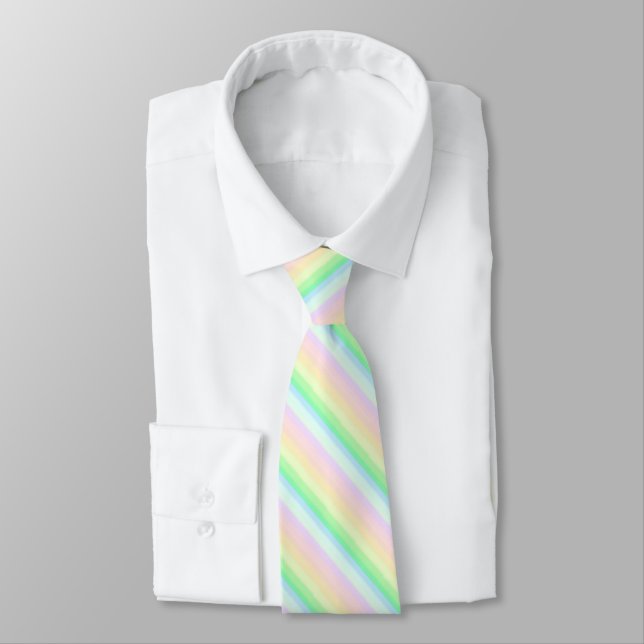 Modern Pastel Multicolored Gradient Striped Tie (Tied)