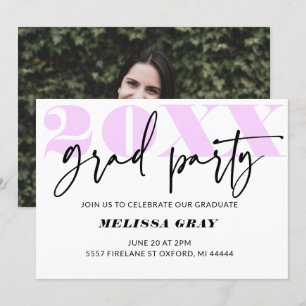 Modern Pastel Ombre Grad Party invitation Lilac