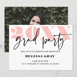 Modern Pastel Ombre Grad Party invitation Pink