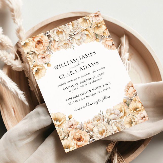 Modern Pastel Peony Watercolor Floral Wedding Invitation (Creator Uploaded)