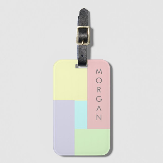 Modern Pastel | Personalized Luggage Tag (Front Vertical)
