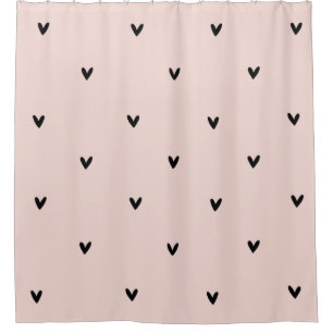 Modern Pastel Pink And Black Hearts Pattern