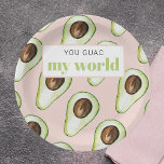 Modern Pastel Pink And Green Avocado Fun Quote  Paper Plate<br><div class="desc">Modern Pastel Pink And Green Avocado Fun Quote</div>