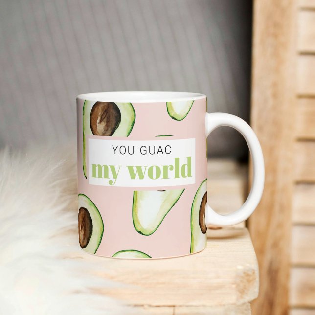Modern Pastel Pink And Green Avocado Fun Quote Two-Tone Coffee Mug (Creator Uploaded)