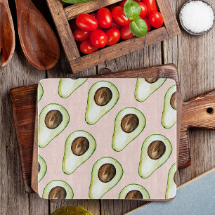 Modern Pastel Pink And Green Avocado Pattern Cutting Board