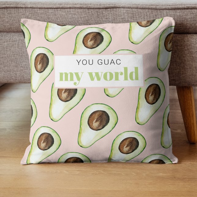 Modern Pastel Pink And Green Avocado Pattern Throw Pillow (Creator Uploaded)