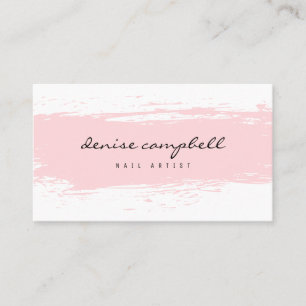 Modern pastel pink and white abstract brushstroke business card