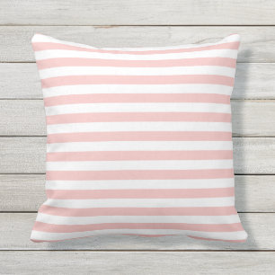 Modern Pastel Pink And White Striped Outdoor Pillow