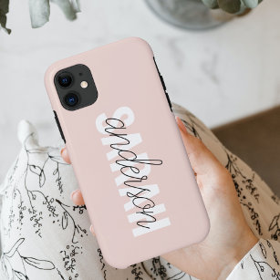 Modern Pastel Pink Beauty Personalized You Name Case-Mate iPhone Case