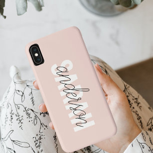 Modern Pastel Pink Beauty Personalized You Name Case-Mate iPhone Case