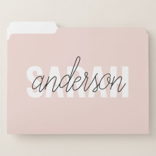 Modern Pastel Pink Beauty Personalized You Name File Folder