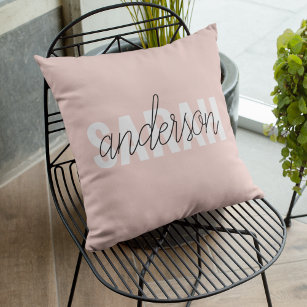 Modern Pastel Pink Beauty Personalized You Name Outdoor Pillow