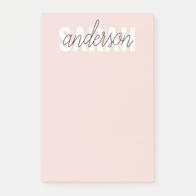 Modern Pastel Pink Beauty Personalized You Name Post-it Notes (Front)