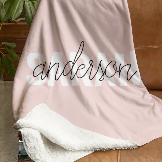 Modern Pastel Pink Beauty Personalized You Name Sherpa Blanket (Creator Uploaded)