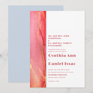 Modern Pastel Pink Blue Wedding Invitation