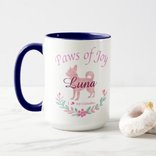 Modern Pastel Pink Chihuahua Custom Christmas Mug