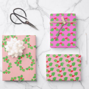 Modern Pastel Pink Christmas Wrapping Paper Sheet