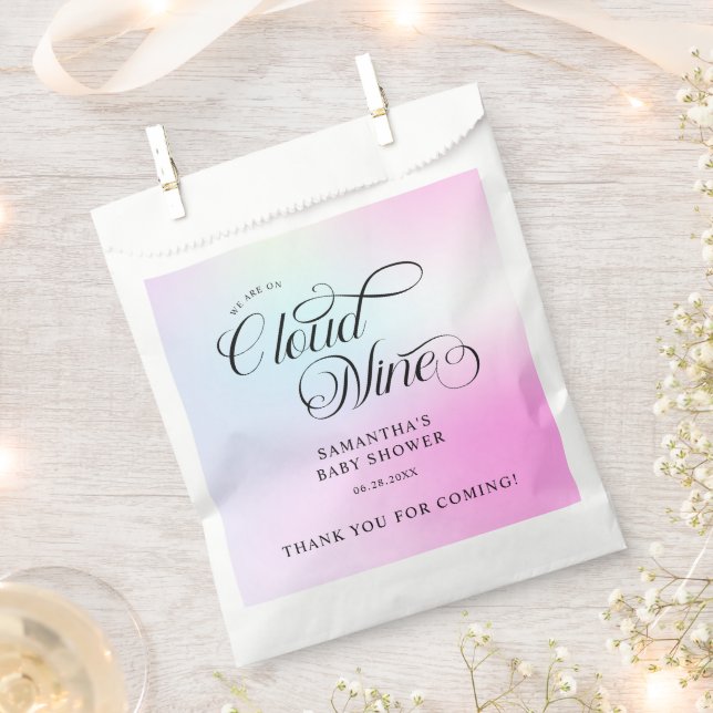 Modern Pastel  Pink Cloud Nine Baby Shower Favour Bag (Clipped)