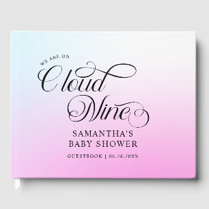 Modern Pastel Pink Cloud Nine Baby Shower Guest Book