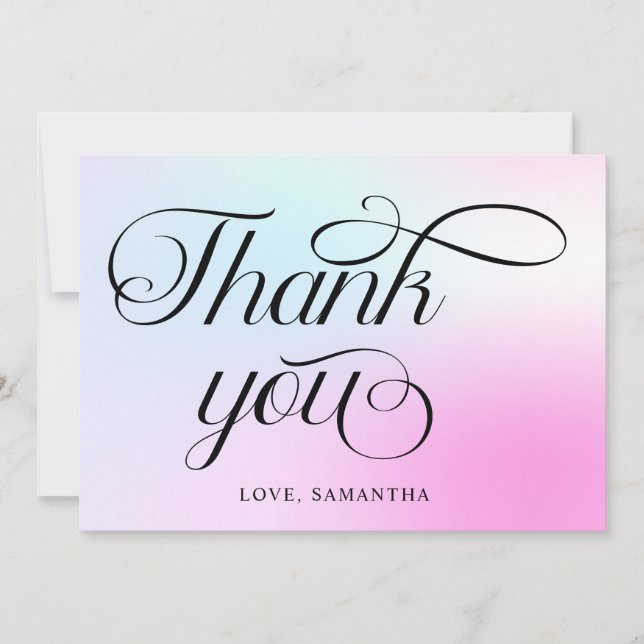 Modern Pastel  Pink Cloud Nine Baby Shower Thank You Card (Front)