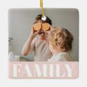 Modern Pastel Pink Family Photo Gift Ceramic Ornament (Front)