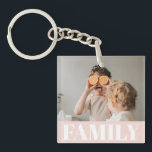 Modern Pastel Pink Family Photo Gift Keychain<br><div class="desc">Modern Pastel Pink Family Photo Gift</div>
