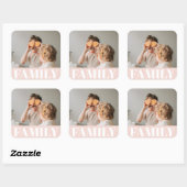 Modern Pastel Pink Family Photo Gift Square Sticker (Sheet)