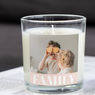 Modern Pastel Pink Family Photo Gift Square Sticker