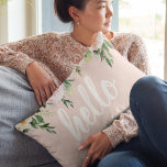 Modern Pastel Pink Flowers Hello And You Name Accent Pillow<br><div class="desc">Modern Pastel Pink Flowers Hello And You Name</div>
