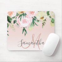 Modern Pastel Pink & Flowers With Name