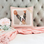 Modern Pastel Pink Frame | Personal Dog Photo Throw Pillow<br><div class="desc">Modern Pastel Pink Frame | Personal Dog Photo</div>