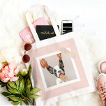 Modern Pastel Pink Frame | Personal Dog Photo Tote Bag<br><div class="desc">Modern Pastel Pink Frame | Personal Dog Photo</div>