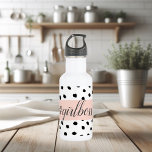 Modern Pastel Pink Girl Boss & Black Dots 532 Ml Water Bottle<br><div class="desc">Modern Pastel Pink Girl Boss & Black Dots</div>