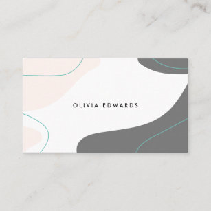 Modern pastel pink gray teal abstract brushstrokes business card