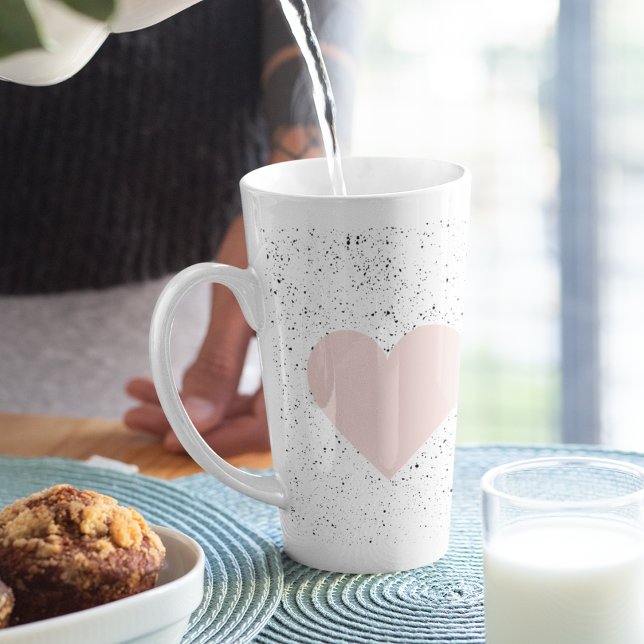 Modern Pastel Pink & Heart Lovely Gift Latte Mug (Creator Uploaded)