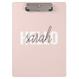 Modern Pastel Pink Hello And You Name Clipboard