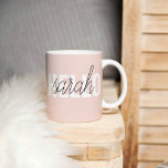 Modern Pastel Pink Hello And You Name Coffee Mug<br><div class="desc">Modern Pastel Pink Hello And You Name</div>