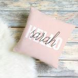 Modern Pastel Pink Hello And You Name Outdoor Pillow<br><div class="desc">Modern Pastel Pink Hello And You Name</div>