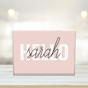 Modern Pastel Pink Hello And You Name Photo Block