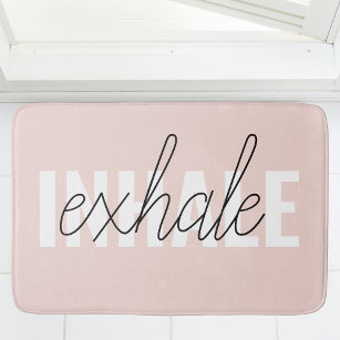 Modern Pastel Pink Inhale Exhale Quote Bath Mat