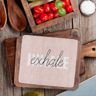 Modern Pastel Pink Inhale Exhale Quote Cutting Board