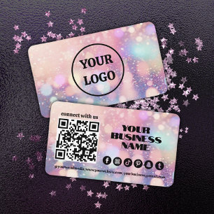 Modern Pastel pink Light Flare QR Code Business Card