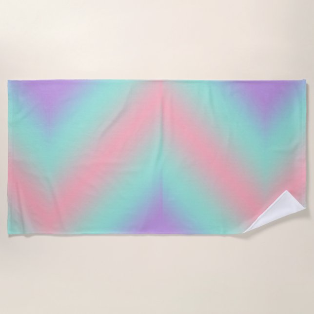 Modern pastel pink light green purple gradient beach towel (Front)