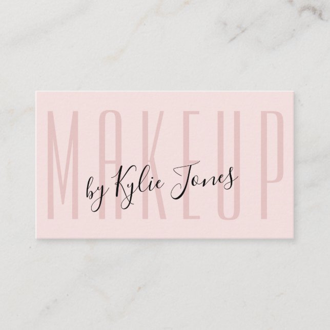 Modern Pastel Pink Makeup MUA Beauty Girly Business Card (Front)