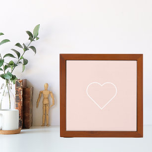 Modern Pastel Pink & Minimalist Heart Lovely Gift Desk Organizer