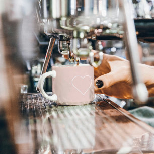 Modern Pastel Pink & Minimalist Heart Lovely Gift Espresso Cup