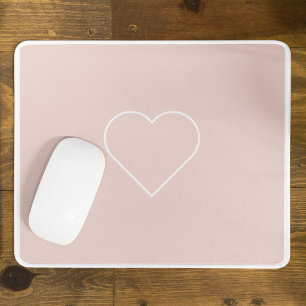 Modern Pastel Pink & Minimalist Heart Lovely Gift Mouse Pad