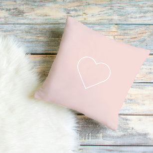 Modern Pastel Pink & Minimalist Heart Lovely Gift Outdoor Pillow