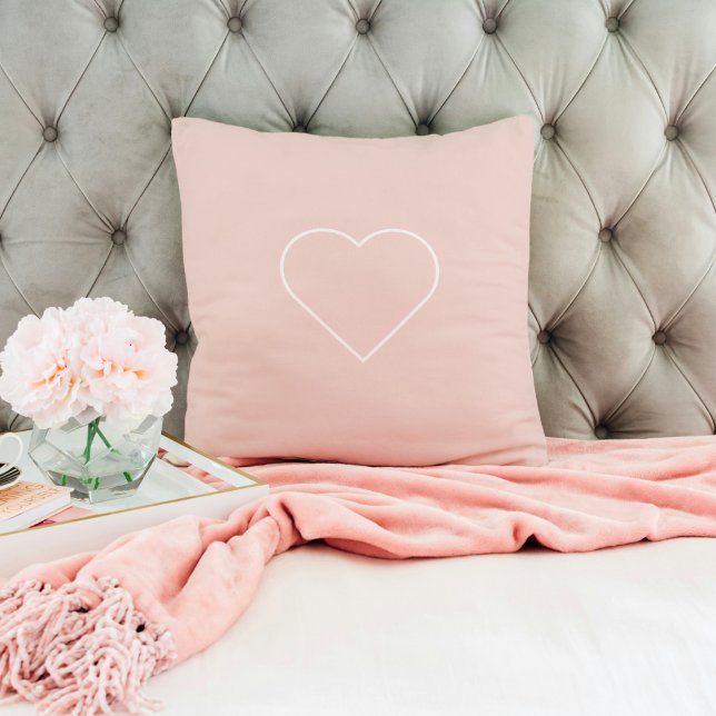 Modern Pastel Pink & Minimalist Heart Lovely Gift Throw Pillow (Creator Uploaded)